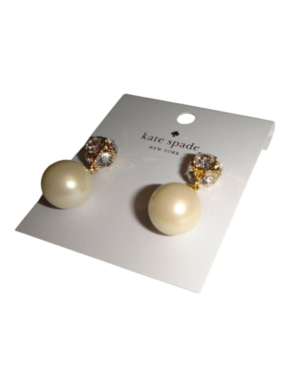 Kate Spade Lady Marmalade Drop Earrings Cream Pearl Crystals Gold Tone NWT 2310